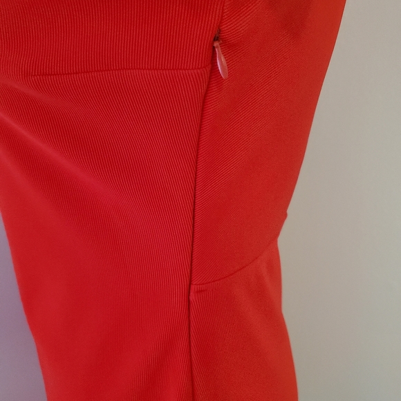 Express Ribbed Cold Shoulder Mock Neck Red Dress - Picture 8 of 10